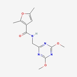 molecular formula C13H16N4O4 B2791242 N-((4,6-dimethoxy-1,3,5-triazin-2-yl)methyl)-2,5-dimethylfuran-3-carboxamide CAS No. 2034539-10-9