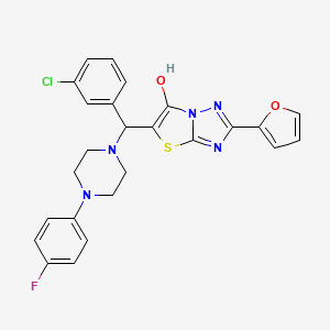 molecular formula C25H21ClFN5O2S B2791247 5-((3-Chlorophenyl)(4-(4-fluorophenyl)piperazin-1-yl)methyl)-2-(furan-2-yl)thiazolo[3,2-b][1,2,4]triazol-6-ol CAS No. 887220-48-6