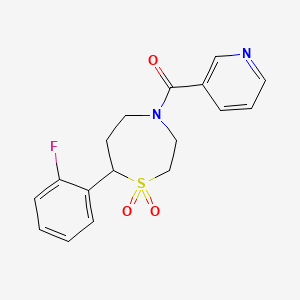 (7-(2-Fluorophenyl)-1,1-dioxido-1,4-thiazepan-4-yl)(pyridin-3-yl)methanone