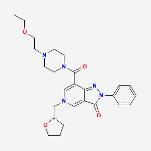 molecular formula C26H33N5O4 B2791269 7-(4-(2-ethoxyethyl)piperazine-1-carbonyl)-2-phenyl-5-((tetrahydrofuran-2-yl)methyl)-2H-pyrazolo[4,3-c]pyridin-3(5H)-one CAS No. 1105217-27-3