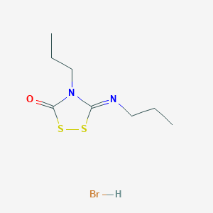 molecular formula C8H15BrN2OS2 B2791273 4-Propyl-5-(propylimino)-1,2,4-dithiazolan-3-one hydrobromide CAS No. 120208-06-2