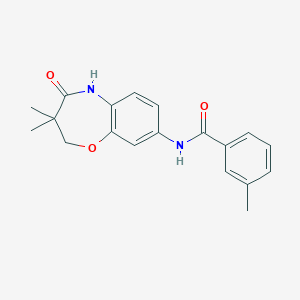 molecular formula C19H20N2O3 B2791275 N-(3,3-dimethyl-4-oxo-2,3,4,5-tetrahydrobenzo[b][1,4]oxazepin-8-yl)-3-methylbenzamide CAS No. 921540-32-1
