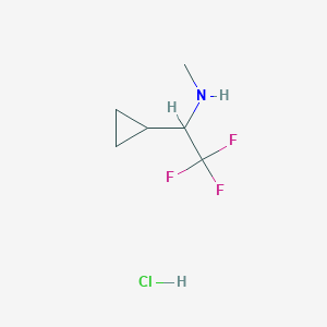 molecular formula C6H11ClF3N B2791278 1-Cyclopropyl-2,2,2-trifluoro-N-methylethanamine;hydrochloride CAS No. 1940136-61-7