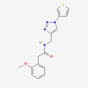 molecular formula C16H16N4O2S B2791280 2-(2-methoxyphenyl)-N-((1-(thiophen-3-yl)-1H-1,2,3-triazol-4-yl)methyl)acetamide CAS No. 2034532-92-6