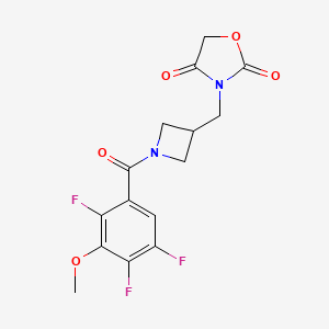 molecular formula C15H13F3N2O5 B2791283 3-((1-(2,4,5-Trifluoro-3-methoxybenzoyl)azetidin-3-yl)methyl)oxazolidine-2,4-dione CAS No. 2034610-54-1