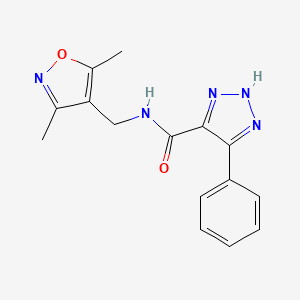 molecular formula C15H15N5O2 B2791288 N-((3,5-dimethylisoxazol-4-yl)methyl)-4-phenyl-1H-1,2,3-triazole-5-carboxamide CAS No. 1798485-39-8