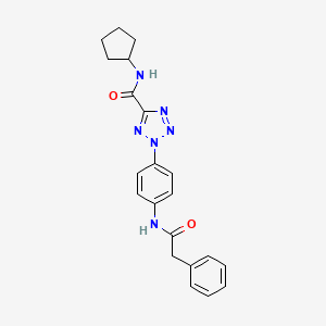 molecular formula C21H22N6O2 B2791295 N-cyclopentyl-2-(4-(2-phenylacetamido)phenyl)-2H-tetrazole-5-carboxamide CAS No. 1421584-43-1