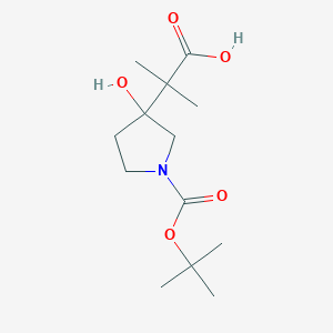 molecular formula C13H23NO5 B2791297 2-(1-(Tert-butoxycarbonyl)-3-hydroxypyrrolidin-3-YL)-2-methylpropanoic acid CAS No. 1780789-38-9