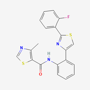molecular formula C20H14FN3OS2 B2791309 N-(2-(2-(2-fluorophenyl)thiazol-4-yl)phenyl)-4-methylthiazole-5-carboxamide CAS No. 1795457-07-6