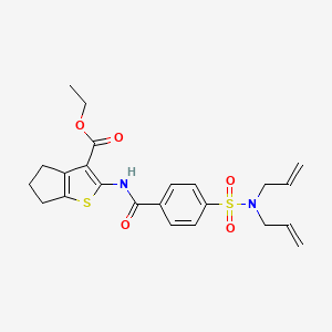 molecular formula C23H26N2O5S2 B2791311 ethyl 2-({4-[(diallylamino)sulfonyl]benzoyl}amino)-5,6-dihydro-4H-cyclopenta[b]thiophene-3-carboxylate CAS No. 476626-66-1