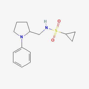 molecular formula C14H20N2O2S B2791322 N-((1-phenylpyrrolidin-2-yl)methyl)cyclopropanesulfonamide CAS No. 1797182-64-9