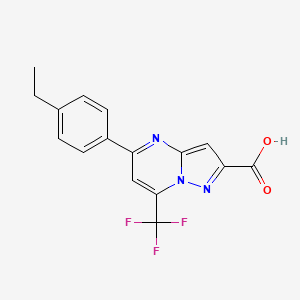 molecular formula C16H12F3N3O2 B2791326 5-(4-Ethylphenyl)-7-(trifluoromethyl)pyrazolo[1,5-a]pyrimidine-2-carboxylic acid CAS No. 678543-10-7