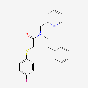 molecular formula C22H21FN2OS B2791332 2-((4-fluorophenyl)thio)-N-phenethyl-N-(pyridin-2-ylmethyl)acetamide CAS No. 1351644-44-4