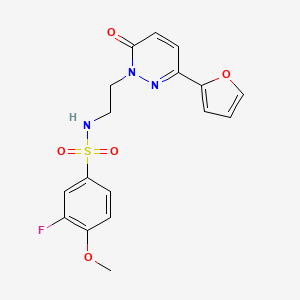 molecular formula C17H16FN3O5S B2791339 3-fluoro-N-(2-(3-(furan-2-yl)-6-oxopyridazin-1(6H)-yl)ethyl)-4-methoxybenzenesulfonamide CAS No. 946263-93-0