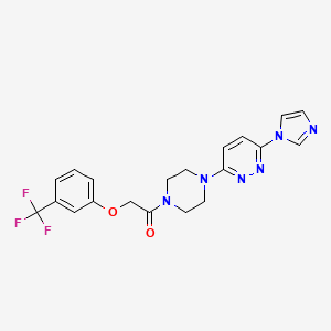 molecular formula C20H19F3N6O2 B2791344 1-(4-(6-(1H-imidazol-1-yl)pyridazin-3-yl)piperazin-1-yl)-2-(3-(trifluoromethyl)phenoxy)ethanone CAS No. 1351640-92-0