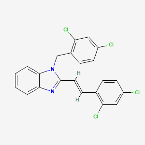 molecular formula C22H14Cl4N2 B2791345 1-(2,4-dichlorobenzyl)-2-(2,4-dichlorostyryl)-1H-1,3-benzimidazole CAS No. 338771-83-8