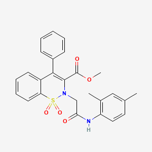 molecular formula C26H24N2O5S B2791348 methyl 2-{2-[(2,4-dimethylphenyl)amino]-2-oxoethyl}-4-phenyl-2H-1,2-benzothiazine-3-carboxylate 1,1-dioxide CAS No. 1114650-89-3
