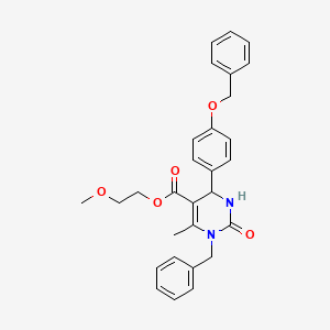 molecular formula C29H30N2O5 B2791349 2-Methoxyethyl 3-benzyl-4-methyl-2-oxo-6-(4-phenylmethoxyphenyl)-1,6-dihydropyrimidine-5-carboxylate CAS No. 313069-30-6