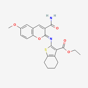 (Z)-ethyl 2-((3-carbamoyl-6-methoxy-2H-chromen-2-ylidene)amino)-4,5,6,7-tetrahydrobenzo[b]thiophene-3-carboxylate