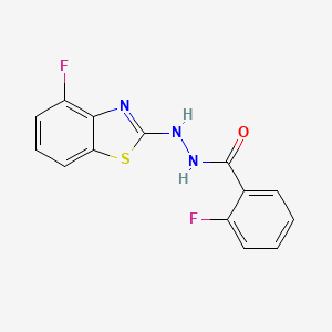 molecular formula C14H9F2N3OS B2791356 2-fluoro-N'-(4-fluoro-1,3-benzothiazol-2-yl)benzohydrazide CAS No. 851978-95-5