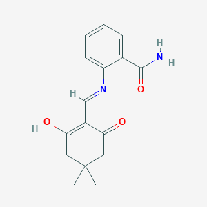 molecular formula C16H18N2O3 B2791360 2-(((4,4-Dimethyl-2,6-dioxocyclohexylidene)methyl)amino)benzamide CAS No. 497060-72-7