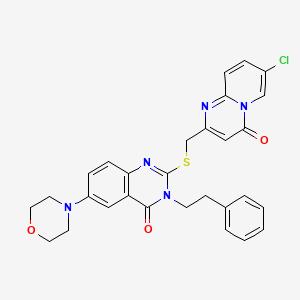 2-(((7-chloro-4-oxo-4H-pyrido[1,2-a]pyrimidin-2-yl)methyl)thio)-6-morpholino-3-phenethylquinazolin-4(3H)-one