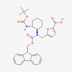molecular formula C32H36N2O7 B2791366 5-[[9H-Fluoren-9-ylmethoxycarbonyl-[(1R,2R)-2-[(2-methylpropan-2-yl)oxycarbonylamino]cyclohexyl]amino]methyl]furan-2-carboxylic acid CAS No. 2137068-42-7
