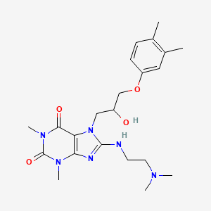 molecular formula C22H32N6O4 B2791370 8-((2-(dimethylamino)ethyl)amino)-7-(3-(3,4-dimethylphenoxy)-2-hydroxypropyl)-1,3-dimethyl-1H-purine-2,6(3H,7H)-dione CAS No. 941965-17-9