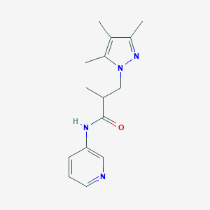 molecular formula C15H20N4O B279138 2-methyl-N-(pyridin-3-yl)-3-(3,4,5-trimethyl-1H-pyrazol-1-yl)propanamide 