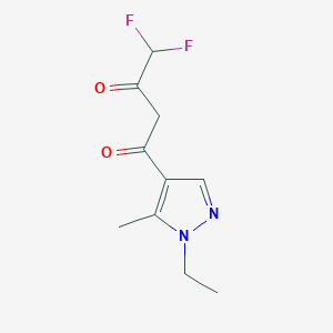 molecular formula C10H12F2N2O2 B2791396 1-(1-ethyl-5-methyl-1H-pyrazol-4-yl)-4,4-difluorobutane-1,3-dione CAS No. 1005613-67-1