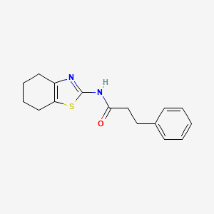 molecular formula C16H18N2OS B2791397 3-phenyl-N-(4,5,6,7-tetrahydrobenzo[d]thiazol-2-yl)propanamide CAS No. 476307-46-7