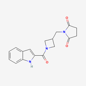 molecular formula C17H17N3O3 B2791400 1-{[1-(1H-indole-2-carbonyl)azetidin-3-yl]methyl}pyrrolidine-2,5-dione CAS No. 2097913-48-7