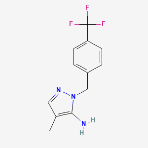 molecular formula C12H12F3N3 B2791402 4-Methyl-1-[4-(trifluoromethyl)benzyl]-1H-pyrazol-5-amine CAS No. 1152524-46-3