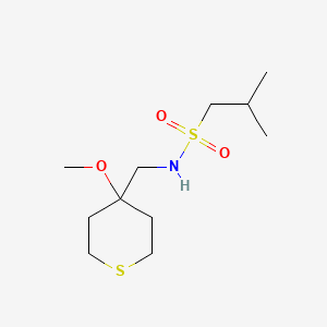molecular formula C11H23NO3S2 B2791408 N-((4-methoxytetrahydro-2H-thiopyran-4-yl)methyl)-2-methylpropane-1-sulfonamide CAS No. 2034453-11-5