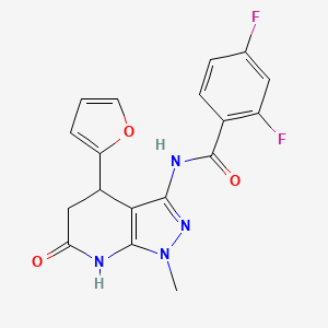 molecular formula C18H14F2N4O3 B2791409 2,4-difluoro-N-(4-(furan-2-yl)-1-methyl-6-oxo-4,5,6,7-tetrahydro-1H-pyrazolo[3,4-b]pyridin-3-yl)benzamide CAS No. 1203308-92-2