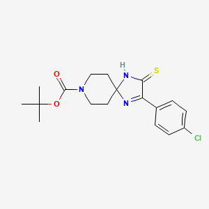 molecular formula C18H22ClN3O2S B2791413 Tert-butyl 2-(4-chlorophenyl)-3-thioxo-1,4,8-triazaspiro[4.5]dec-1-ene-8-carboxylate CAS No. 892290-46-9