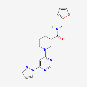 1-(6-(1H-pyrazol-1-yl)pyrimidin-4-yl)-N-(furan-2-ylmethyl)piperidine-3-carboxamide