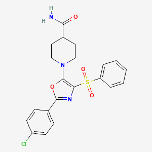 1-[2-(4-Chlorophenyl)-4-(phenylsulfonyl)-1,3-oxazol-5-yl]piperidine-4-carboxamide