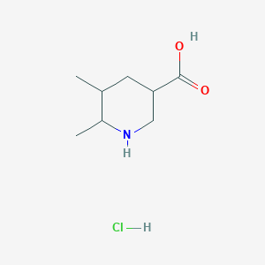 molecular formula C8H16ClNO2 B2791420 5,6-Dimethylpiperidine-3-carboxylic acid;hydrochloride CAS No. 2375270-65-6