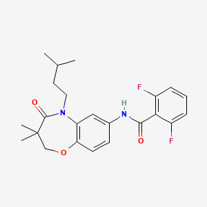 molecular formula C23H26F2N2O3 B2791423 2,6-difluoro-N-(5-isopentyl-3,3-dimethyl-4-oxo-2,3,4,5-tetrahydrobenzo[b][1,4]oxazepin-7-yl)benzamide CAS No. 921843-07-4