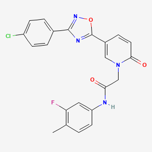molecular formula C22H16ClFN4O3 B2791425 2-{5-[3-(4-chlorophenyl)-1,2,4-oxadiazol-5-yl]-2-oxo-1,2-dihydropyridin-1-yl}-N-(3-fluoro-4-methylphenyl)acetamide CAS No. 1112419-51-8