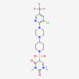 molecular formula C21H26ClF3N6O4S B2791431 5-[4-[4-[3-chloro-5-(trifluoromethyl)pyridin-2-yl]piperazin-1-yl]piperidin-1-yl]sulfonyl-1,3-dimethyl-5H-pyrimidin-1-ium-2,4-dione CAS No. 2097934-83-1