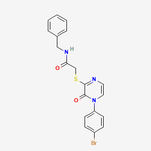 molecular formula C19H16BrN3O2S B2791448 N-benzyl-2-((4-(4-bromophenyl)-3-oxo-3,4-dihydropyrazin-2-yl)thio)acetamide CAS No. 899945-44-9