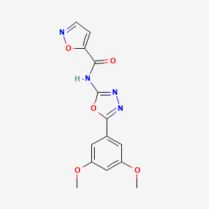 molecular formula C14H12N4O5 B2791454 N-(5-(3,5-dimethoxyphenyl)-1,3,4-oxadiazol-2-yl)isoxazole-5-carboxamide CAS No. 941994-06-5