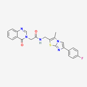 molecular formula C23H18FN5O2S B2791455 N-((6-(4-fluorophenyl)-3-methylimidazo[2,1-b]thiazol-2-yl)methyl)-2-(4-oxoquinazolin-3(4H)-yl)acetamide CAS No. 1421480-66-1