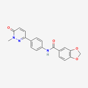 molecular formula C19H15N3O4 B2791457 N-(4-(1-methyl-6-oxo-1,6-dihydropyridazin-3-yl)phenyl)benzo[d][1,3]dioxole-5-carboxamide CAS No. 941920-92-9