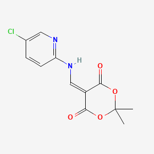 molecular formula C12H11ClN2O4 B2791467 5-[[(5-Chloropyridin-2-yl)amino]methylidene]-2,2-dimethyl-1,3-dioxane-4,6-dione CAS No. 75853-76-8