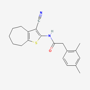 N-{3-cyano-4H,5H,6H,7H,8H-cyclohepta[b]thiophen-2-yl}-2-(2,4-dimethylphenyl)acetamide