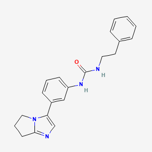 molecular formula C21H22N4O B2791474 1-(3-(6,7-dihydro-5H-pyrrolo[1,2-a]imidazol-3-yl)phenyl)-3-phenethylurea CAS No. 1421472-46-9