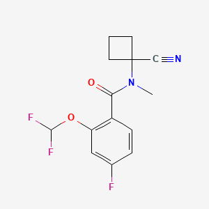 molecular formula C14H13F3N2O2 B2791475 N-(1-cyanocyclobutyl)-2-(difluoromethoxy)-4-fluoro-N-methylbenzamide CAS No. 1797774-15-2